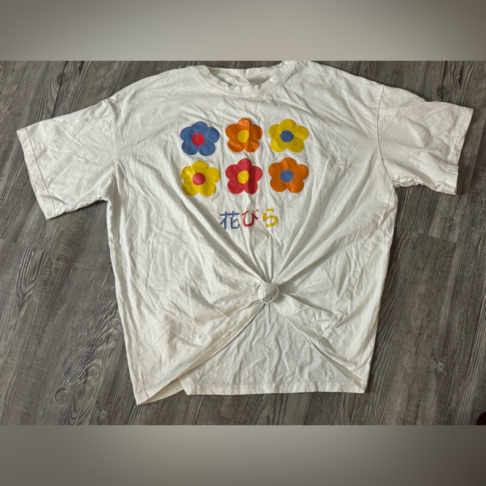 ROMWE White Tee with Colorful Floral Print